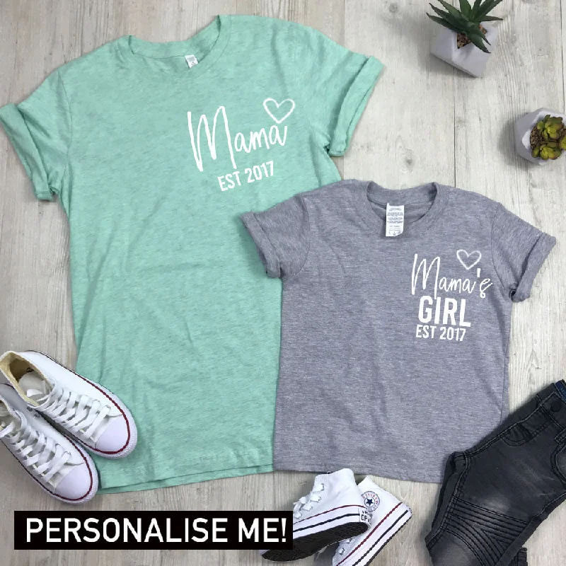 Personalised Mama & Girl Established Mum & Kid Matching Tees (MRK X) Terry Blend Velvet Blend Canvas Blend