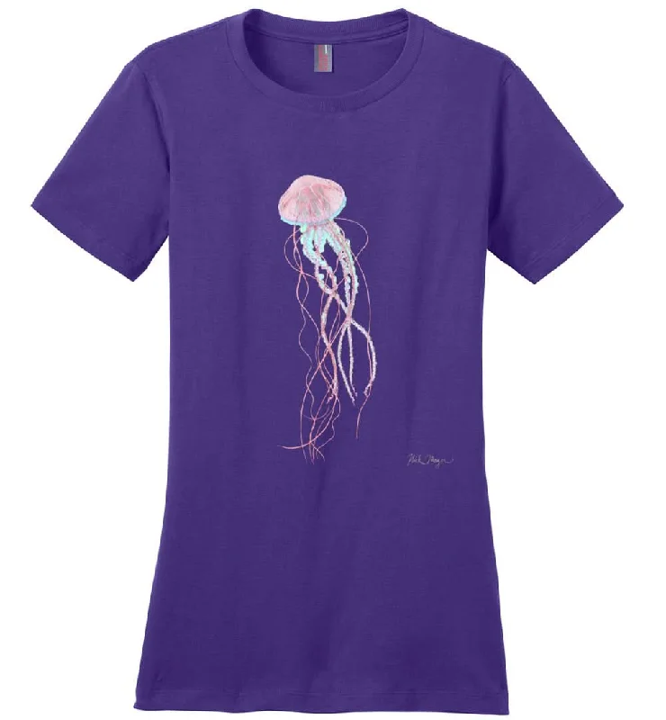 Pink Jellyfish Women's Tee Chenille Brocade Lace