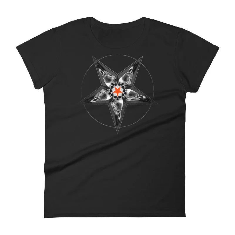 SINISTER SKULLS - Corvus Pentacle Women's short sleeve t-shirt Polka Dot Checkered Tartan