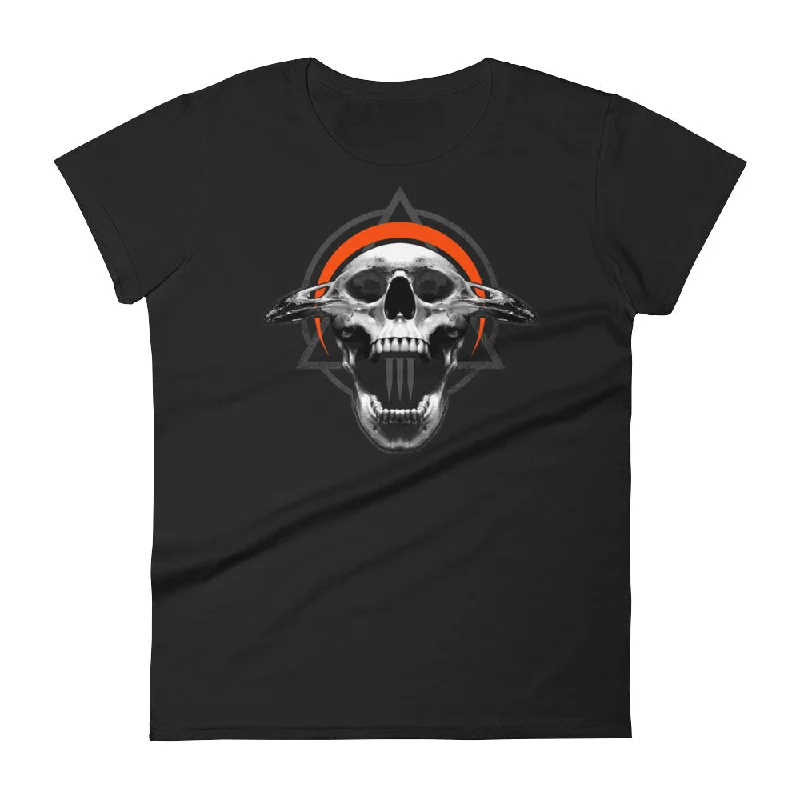 SINISTER SKULLS - Corvus TriSkull Women's short sleeve t-shirt Houndstooth Herringbone Solid