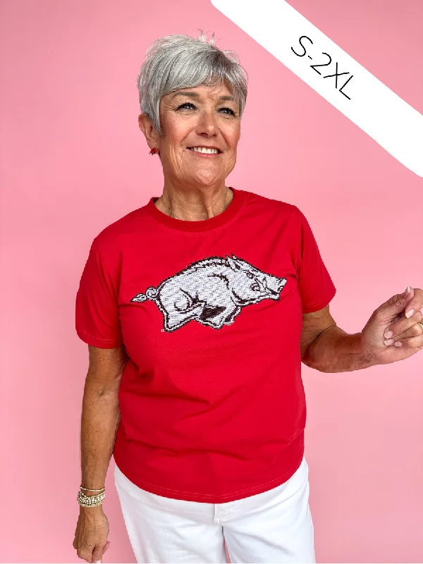 Stewart Simmons | Arkansas Sequin Tee Anti-Shrink Durable Soft