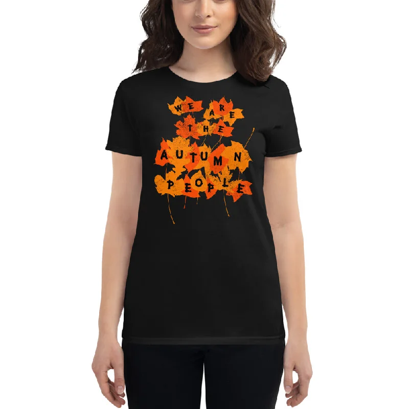 We Are the Autumn People Leaves Women's short sleeve t-shirt Welt Pockets Slit Pockets