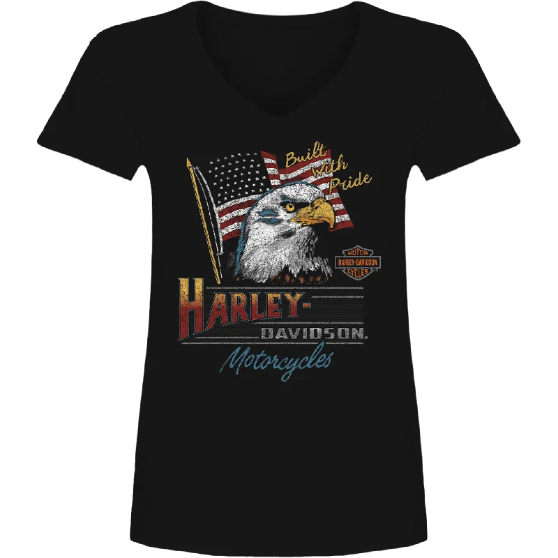 Women's Harley Pride USA V-Neck Tee Print Jacquard Patchwork