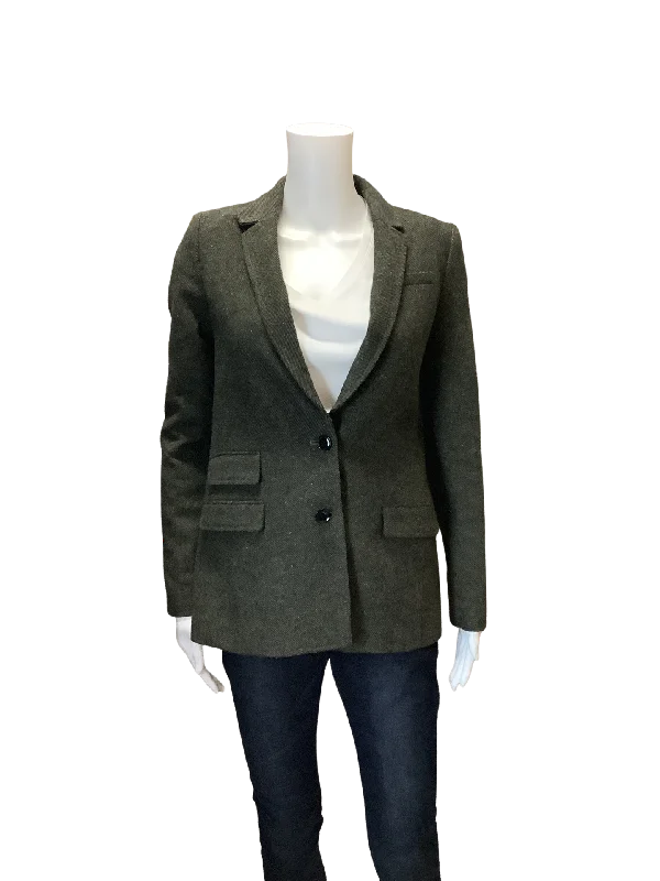 Banana Republic Green Tweed Jacket  Size: 0 Hoodie Zip-Up Jacket Button-Up Jacket