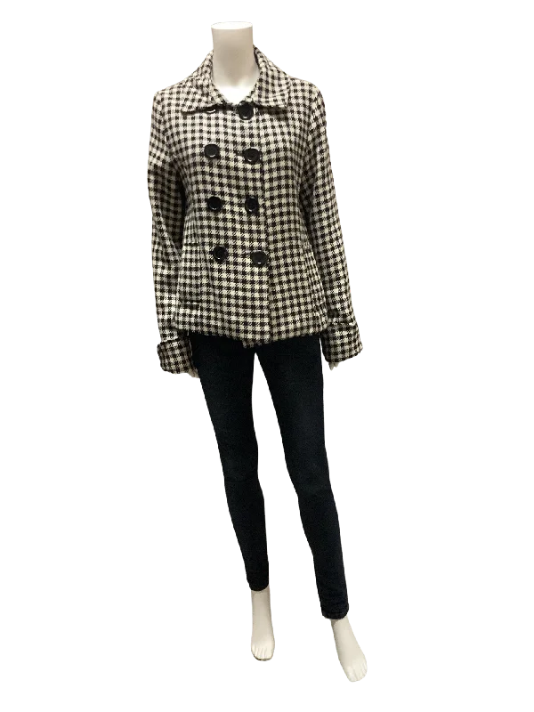 Brownie New York Houndstooth Jacket Size: M Faux Fur Jacket Real Fur Jacket Shearling Jacket