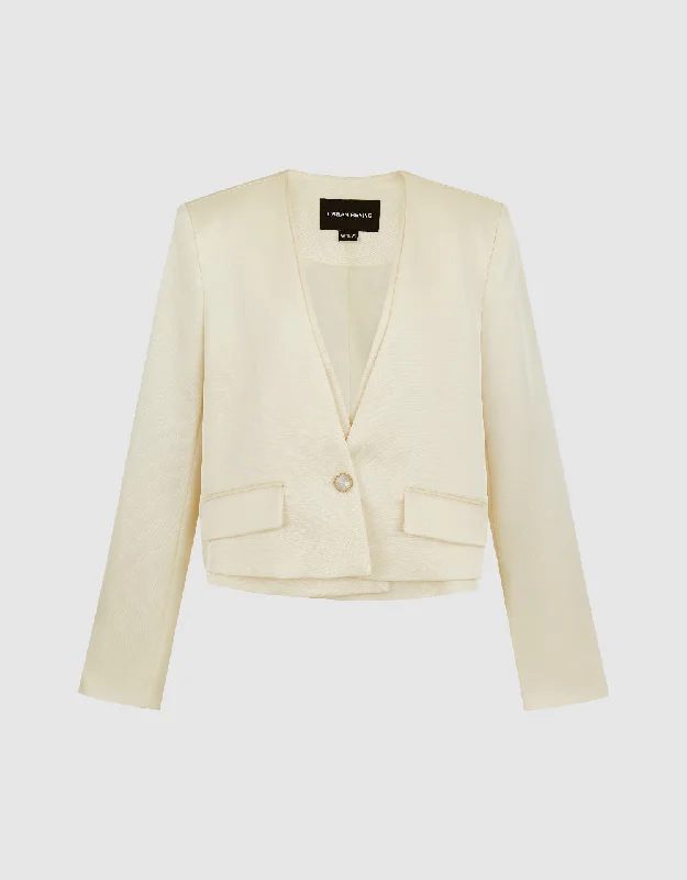 Cropped V-Neck Blazer Jacket Jacket Blazer Coat