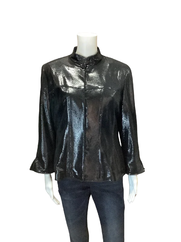 Doncaster Women's Jacket Black Leather Size: 14 Nylon Jacket Polyester Jacket Spandex Jacket