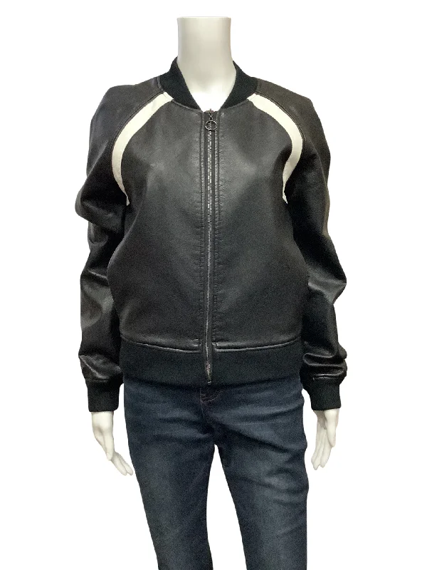 Joes Jeans Women's Bomber Jacket Black Faux Leather Size: S Tailored Jacket Straight Jacket A-Line Jacket