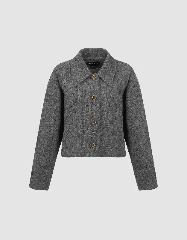 Raglan Sleeve Woolen Jacket Wool Jacket Cashmere Jacket Tweed Jacket