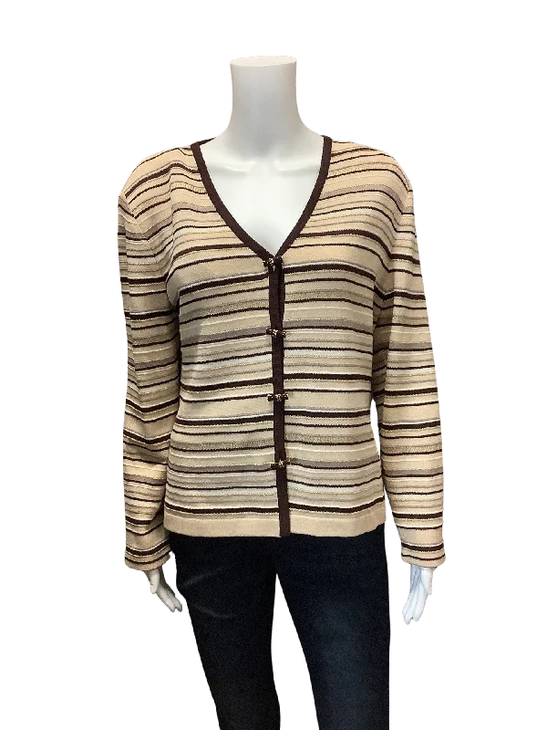 St. John Women's Jacket Striped Size: M Fleece Jacket Down Jacket Feather Jacket