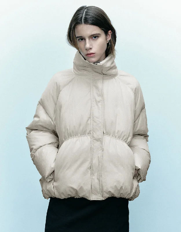 Stand Collar Puffer Jacket Ribbed Jacket Pleated Jacket Ruffled Jacket