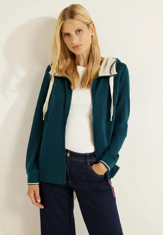 Cecil Sporty Hooded Jacket, Deep Lake Green Tailored Jacket Straight Jacket A-Line Jacket