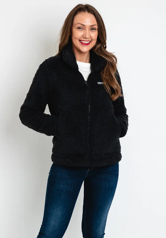 Columbia Womens Winter Pass™ Full Zip Sherpa Jacket, Black Stand-Up Collar Roll-Neck Collar Turtle Neck