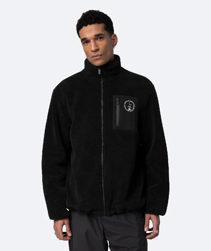 CIRCLE FLEECE JACKET - BLACK Elasticated Jacket Padded Jacket Insulated Jacket