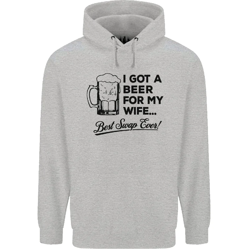 A Beer for My Wife Best Swap Ever Funny Mens 80% Cotton Hoodie Oversized Hoodie Comfort Casual