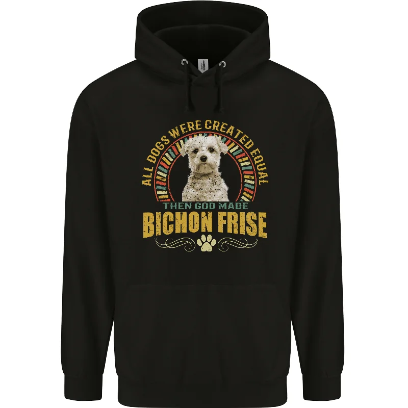 A Bichon Frise Dog Mens 80% Cotton Hoodie Hoodie with Mock Neck Collared Structured