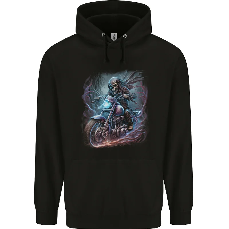 A Biker Skeleton on a Motorcycle Skull Mens 80% Cotton Hoodie Hoodie with Toggle Buttons Decorative Unique