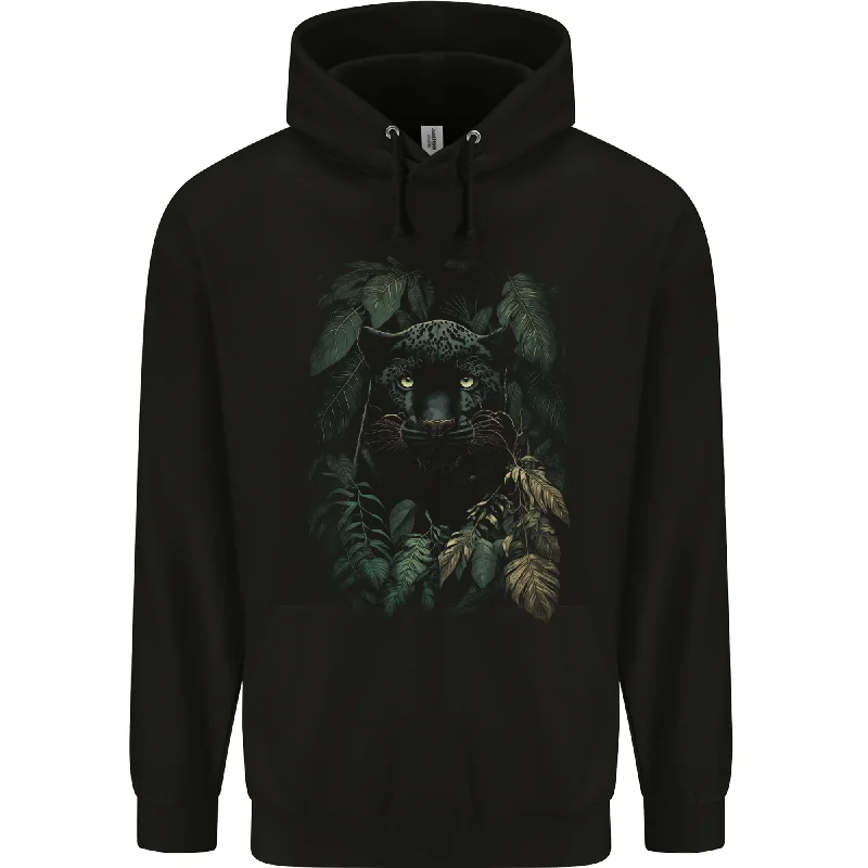 A Black Jaguar Wild Cat Mens 80% Cotton Hoodie Hoodie with Tie-Dye Psychedelic Retro