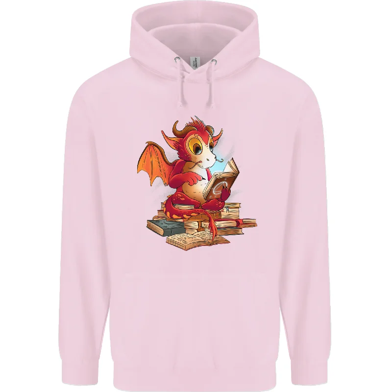 A Book Reading Dragon Bookworm Fantasy Mens 80% Cotton Hoodie Hoodie with Lining Warm Insulated