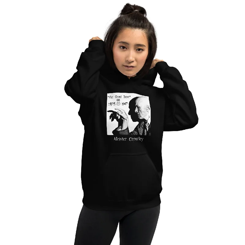 Aleister Crowley Infamous Occult Leader of Thelema Sex Magic Women's Black Hoodie Hoodie with Tied Waist Feminine Flattering