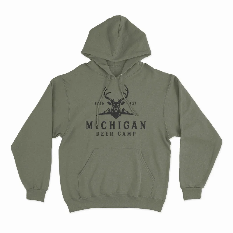 Deer Camp - Unisex Hooded Sweatshirt Hoodie with Elastic Cuffs Stretchable Comfortable