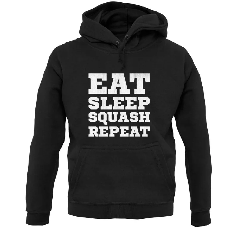 Eat Sleep Squash Repeat Unisex Hoodie Hoodie with Frayed Bohemian Relaxed