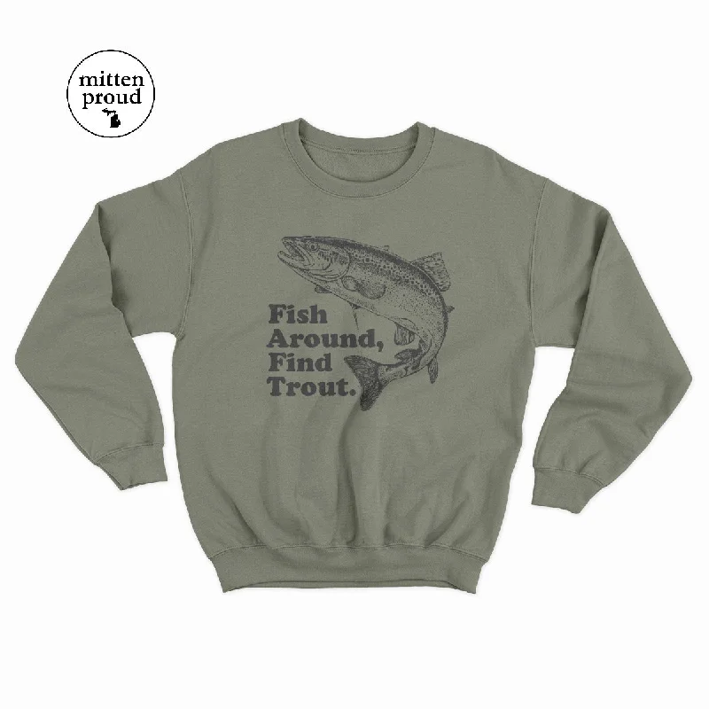 Find Trout - Unisex Crewneck Sweatshirt Hoodie with Button Classic Timeless