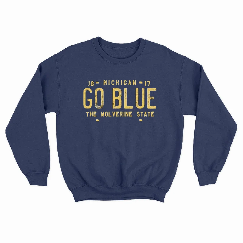 Go Blue - Unisex Crewneck Sweatshirt Hoodie with Emblem Brand Identity