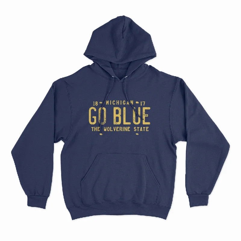 Go Blue - Unisex Hooded Sweatshirt Hoodie with Hem Contrast Bold Stylish