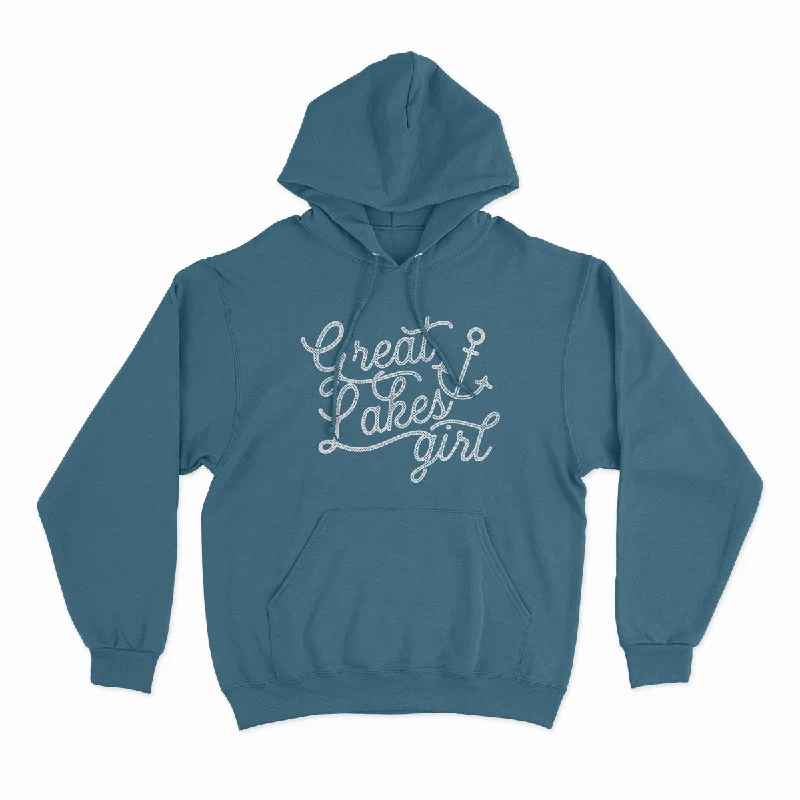 Great Lakes Girl - Unisex Hooded Sweatshirt Hoodie with Hem Elastic Stretchable Comfortable