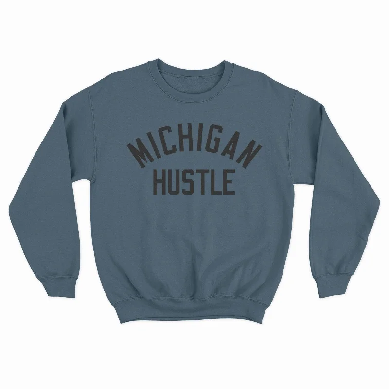 Hustle - Unisex Crewneck Sweatshirt Hoodie with Rhinestones Sparkly Elegant