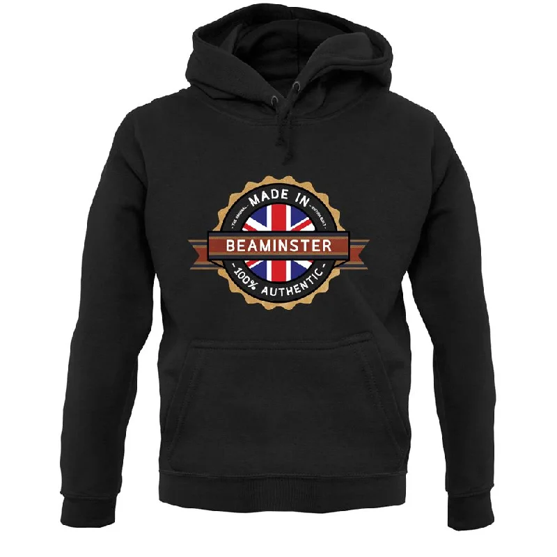 Made In Beaminster 100% Authentic Unisex Hoodie Hoodie with Mock Neck Collared Structured