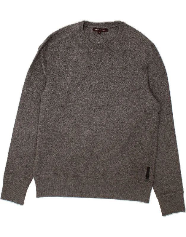 MICHAEL KORS Mens Sweatshirt Jumper Large Grey Cotton Hoodie with Drawstring Waist Adjustable Fitted