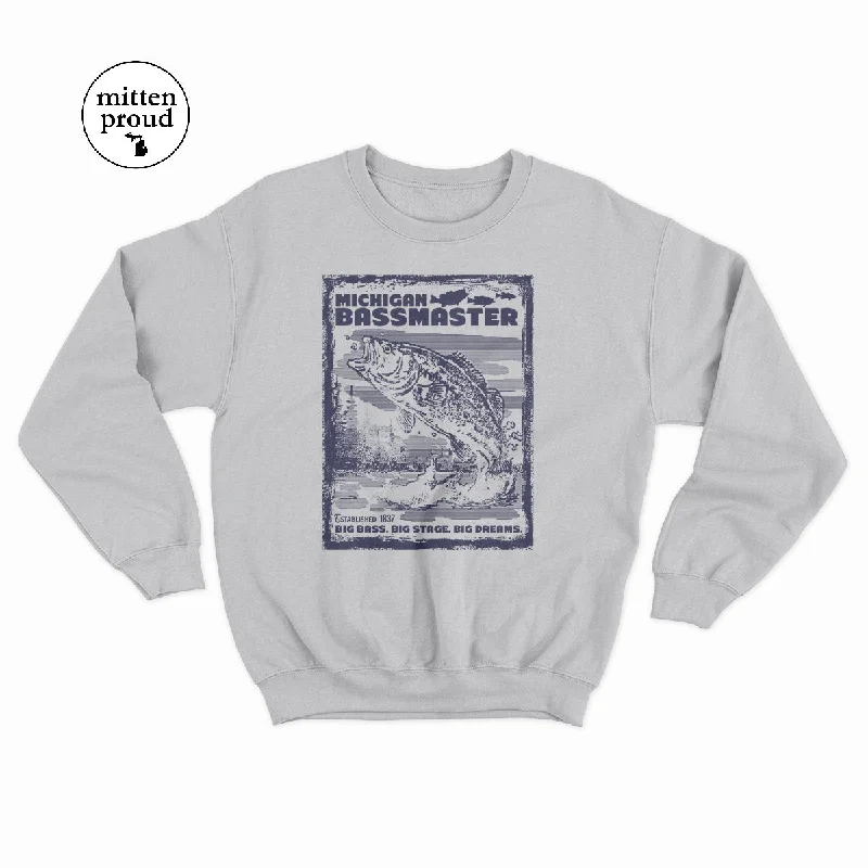 Michigan Bassmaster - Unisex Crewneck Sweatshirt Hoodie with Ribbed Cuffs Snug Fit Comfort