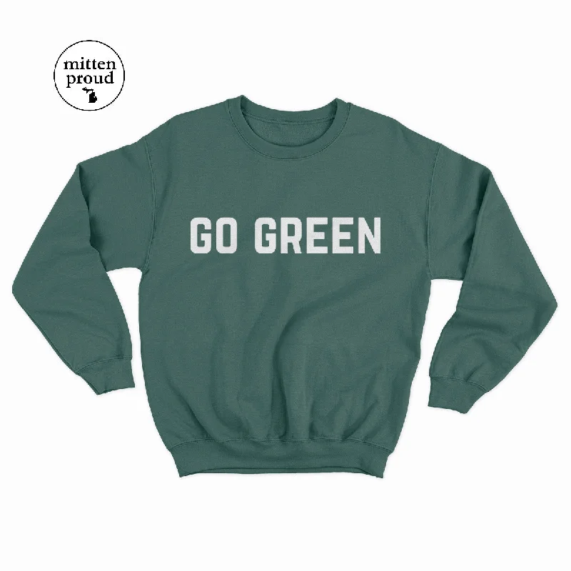 Michigan Go Green - Unisex Crewneck Sweatshirt Hoodie with Strings Custom Fit Adjustable