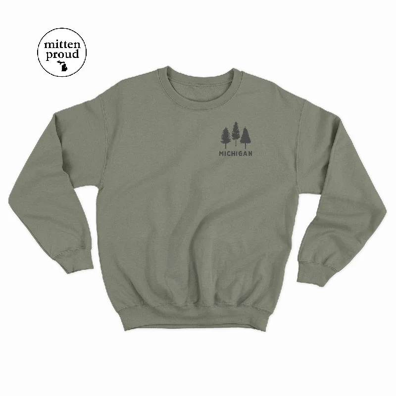 Michigan Pines - Unisex Crewneck Sweatshirt Hoodie with Illustration Artistic Creative