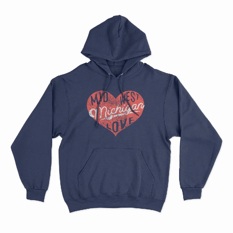 Midwest Love - Unisex Hooded Sweatshirt Hoodie with High-Low Hem Asymmetrical Trendy