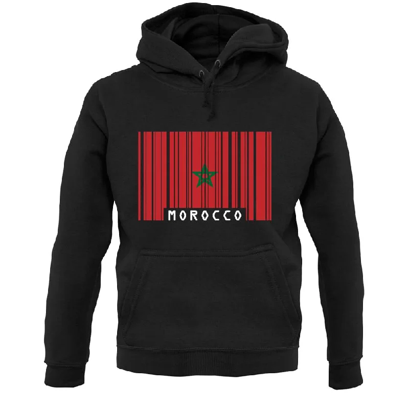 Morocco Barcode Style Flag Unisex Hoodie Hoodie with Metallic Shiny Futuristic