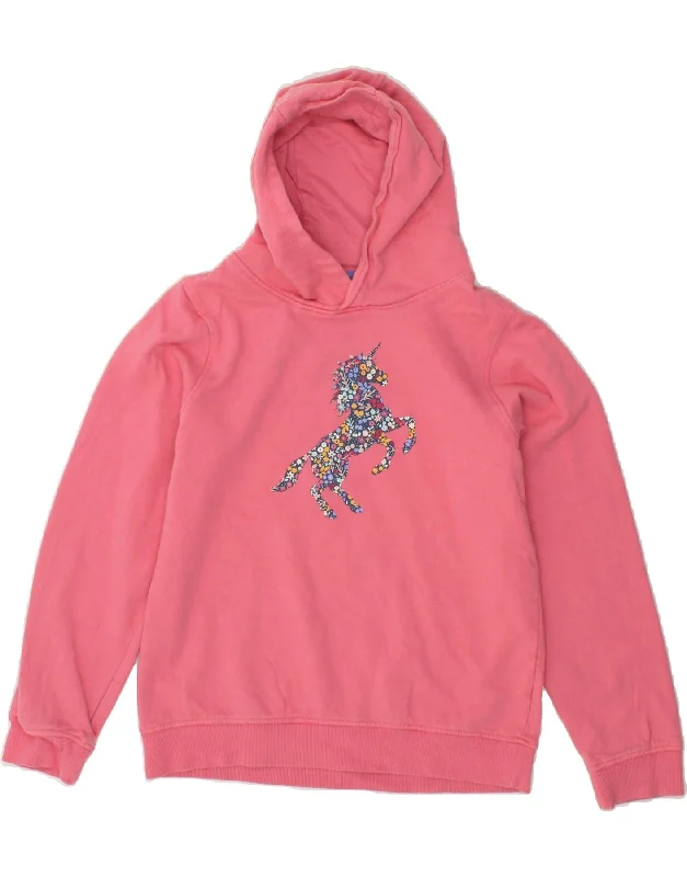 MOUNTAIN WAREHOUSE Girls Graphic Hoodie Jumper 12-13 Years Pink Cotton Hoodie with Raw Hem Edgy Unfinished