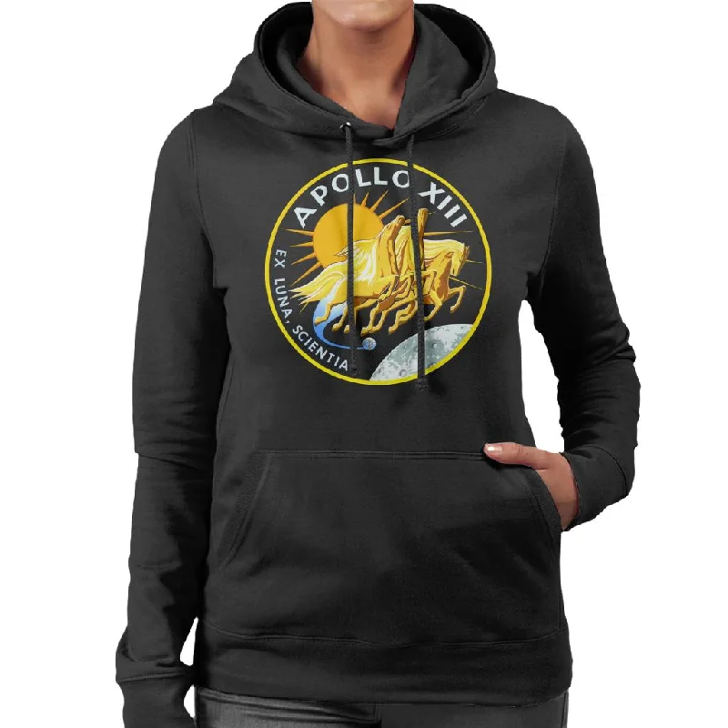 NASA Apollo 13 Mission Badge Women's Hooded Sweatshirt Hoodie with Tie-Dye Psychedelic Retro