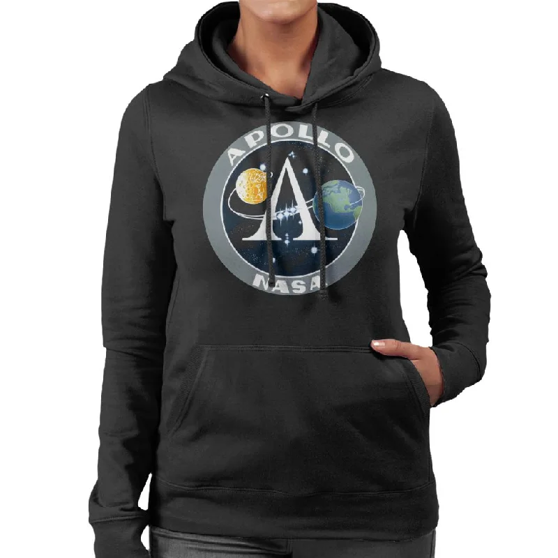 NASA Apollo Program Logo Badge Women's Hooded Sweatshirt Hoodie with Mesh Breathable Sporty