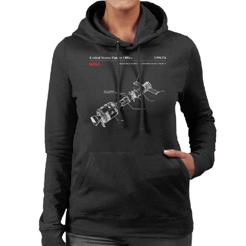 NASA Apollo Soyuz Docking Test Blueprint Women's Hooded Sweatshirt Hoodie Dress Longline Feminine