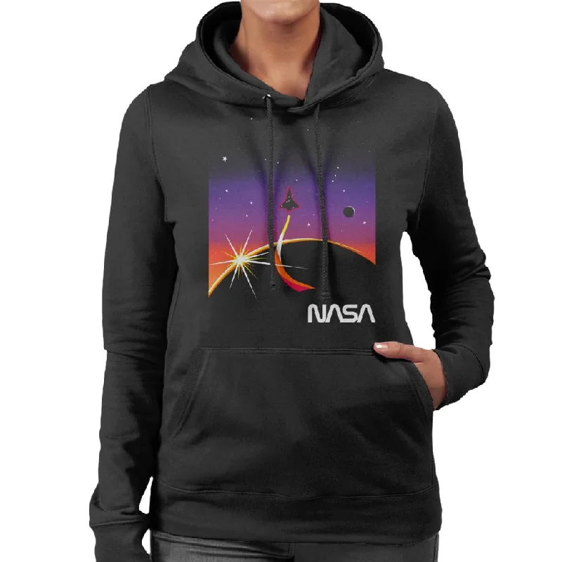 NASA Galactic Take Off Women's Hooded Sweatshirt Hoodie with Half-Zip Sporty Casual