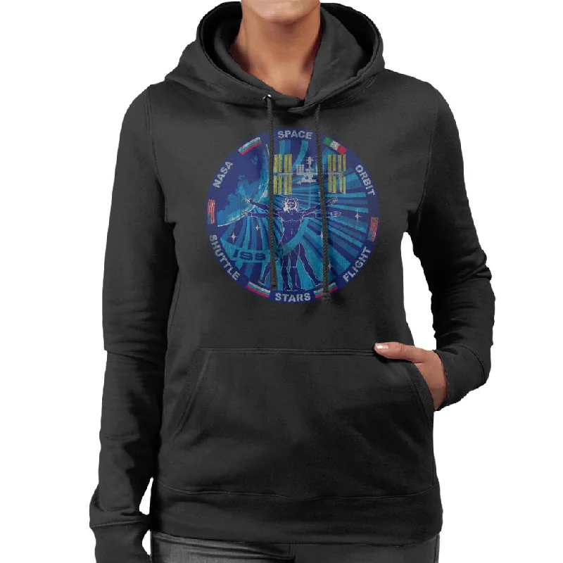 NASA ISS Expedition 37 Mission Badge Distressed Women's Hooded Sweatshirt Hoodie with Logo Branding Identity