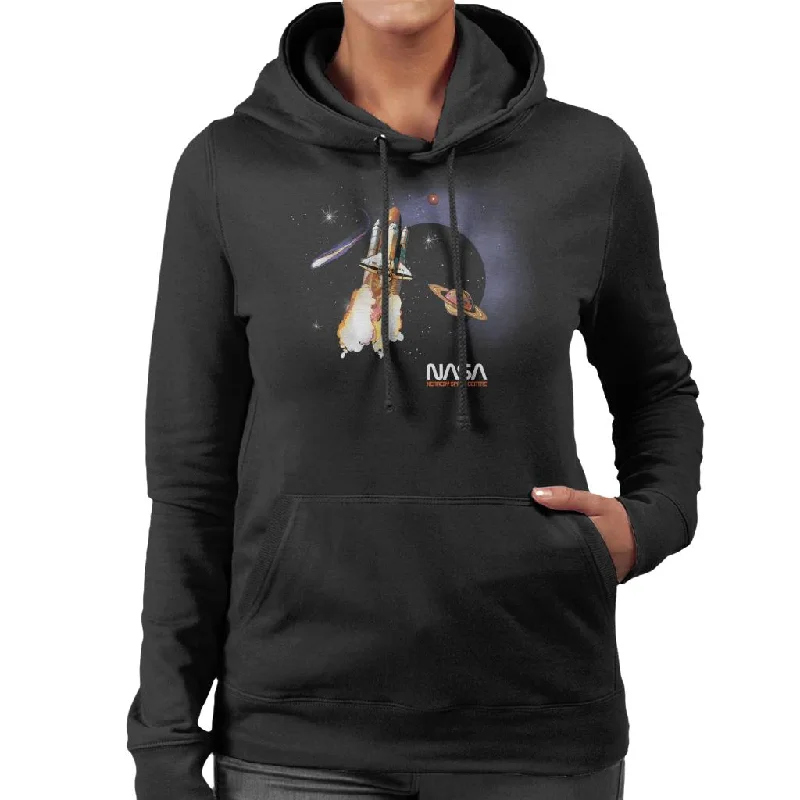 NASA Kennedy Space Centre Rocket Blast Women's Hooded Sweatshirt Hoodie with Hidden Zipper Minimalist Clean