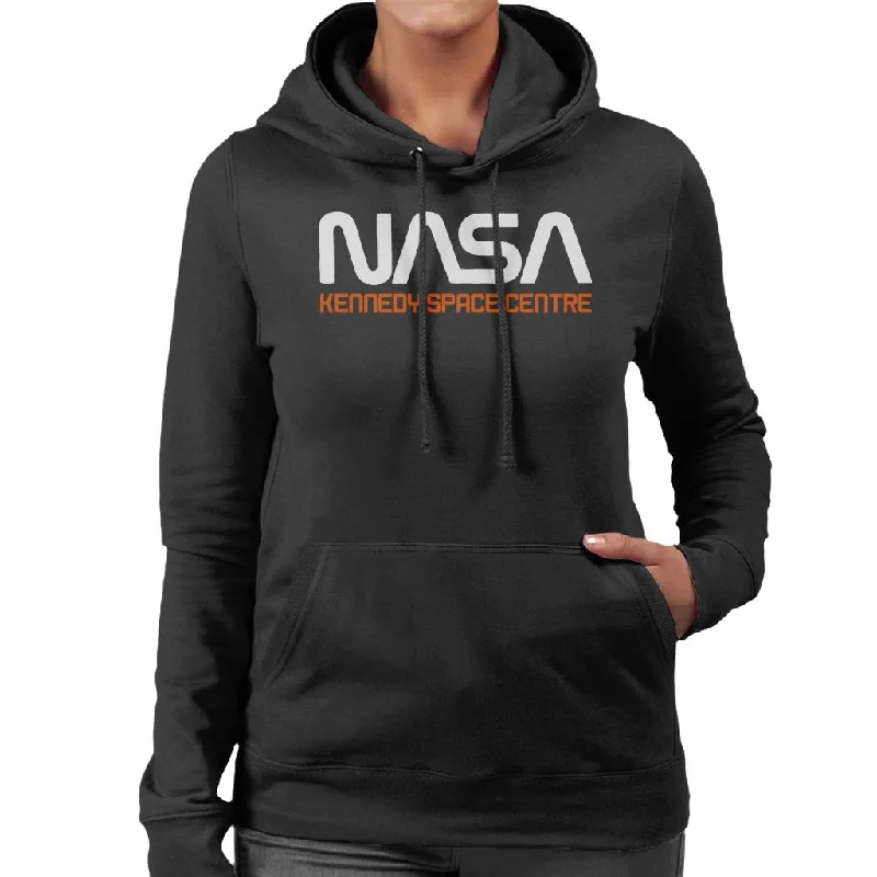 NASA Kennedy Space Centre Rocket Text Women's Hooded Sweatshirt Hoodie with High Neck Warm Protective