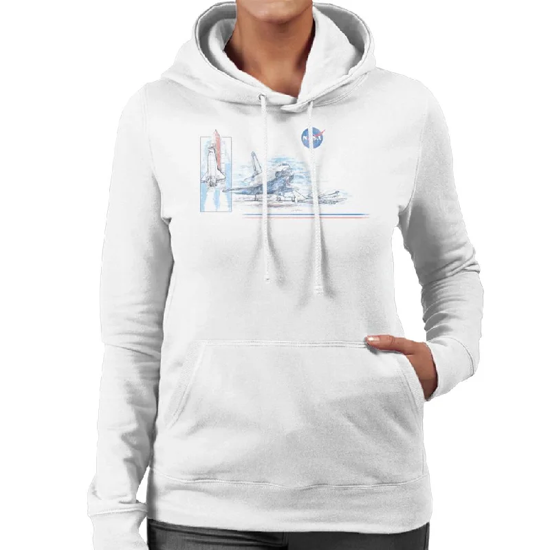 NASA Liftoff From Space Centre Women's Hooded Sweatshirt Hoodie with Pastel Soft Subtle