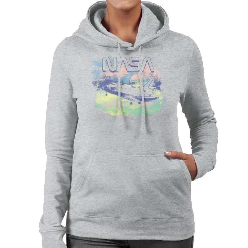 NASA Painted Take Off Women's Hooded Sweatshirt Hoodie with Batwing Sleeves Loose Dramatic