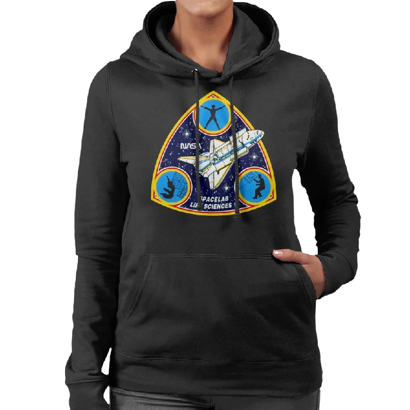 NASA Spacelab Life Sciences 1 Mission Badge Women's Hooded Sweatshirt Hoodie with Drawcord Adjustable Secure