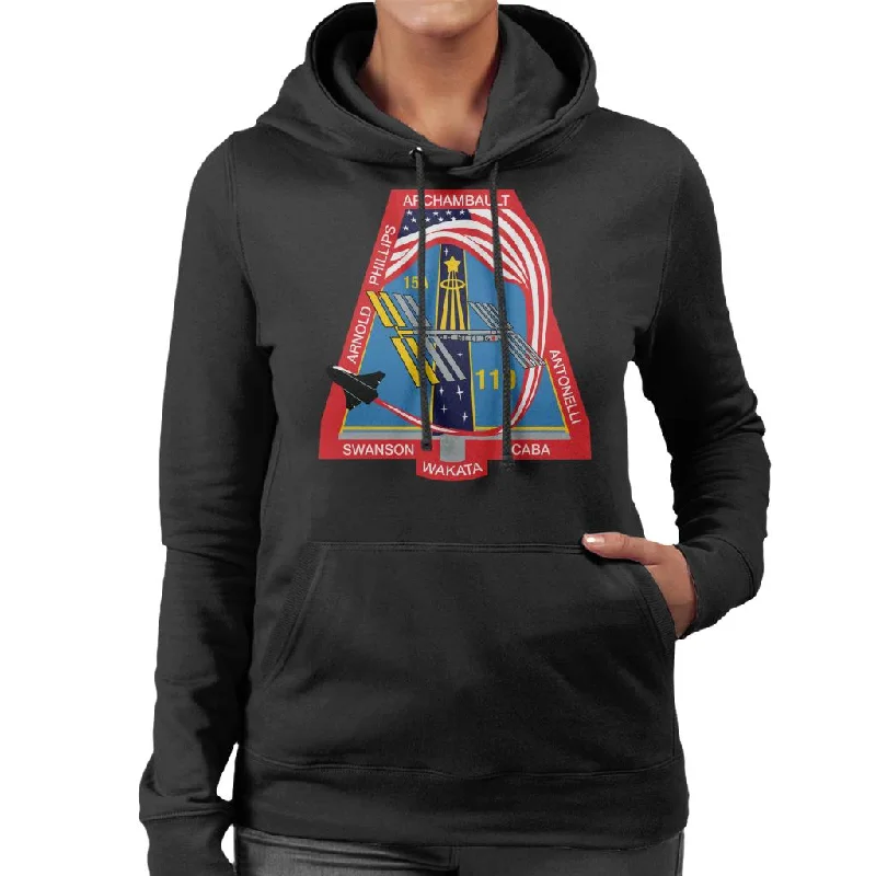 NASA STS 119 Space Shuttle Discovery Mission Patch Women's Hooded Sweatshirt Hoodie with High Neck Warm Protective